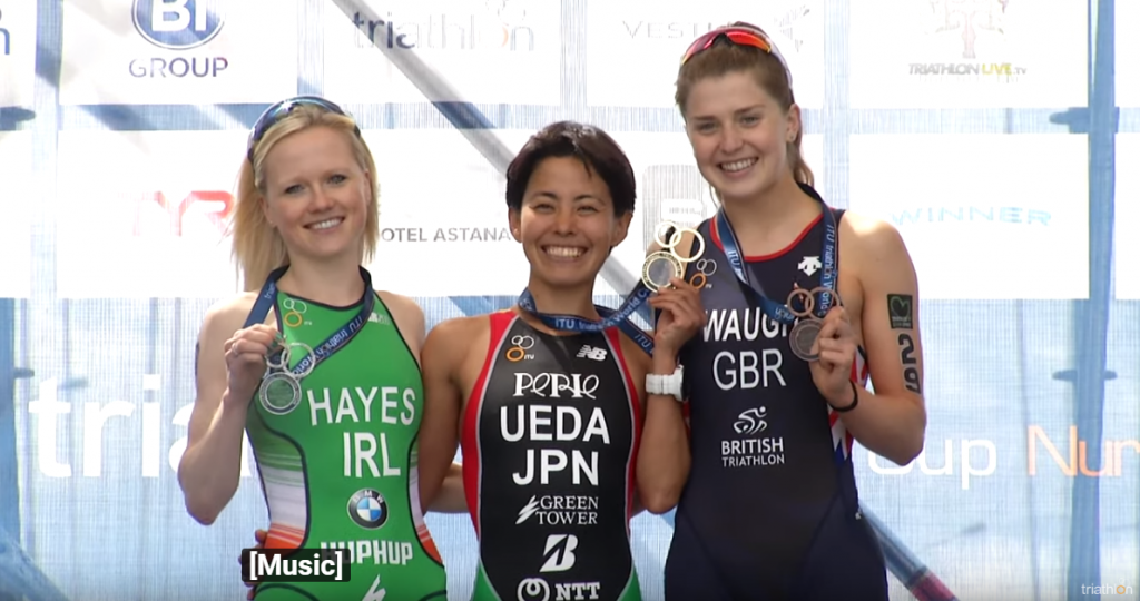 由左到右分別為亞軍 愛爾蘭選手Carolyn Hayes、冠軍 日本選手上田藍,以及季軍 英國選手Kate Waung。