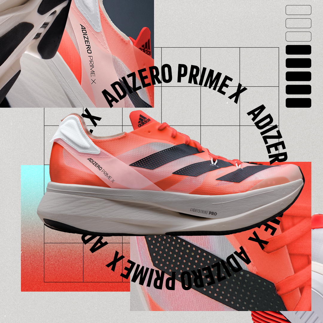 adidas結合品牌三大尖端科技，推出史上最厚50mm碳纖輕量長跑鞋款adizero Prime X，邀請菁英跑者超越規則、挑戰極限