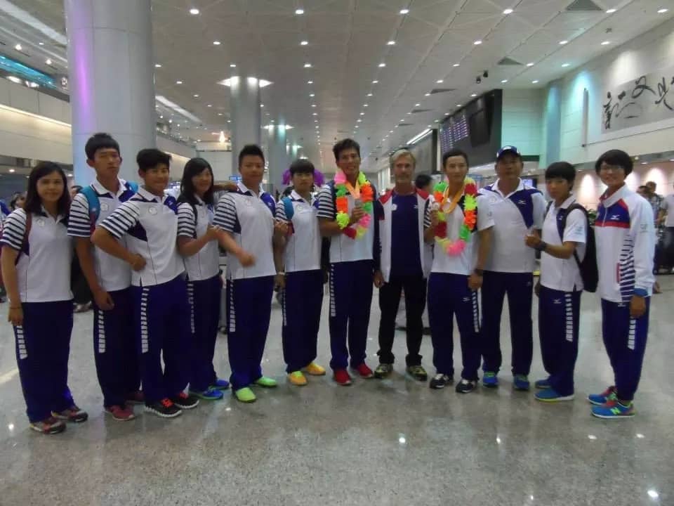 該屆仁川亞運在男子雙人雙槳奪銀的汪明輝選手是奧運名將,也是Sammy在全運南投縣代表隊上的大學長(圖片來源:Sammy)