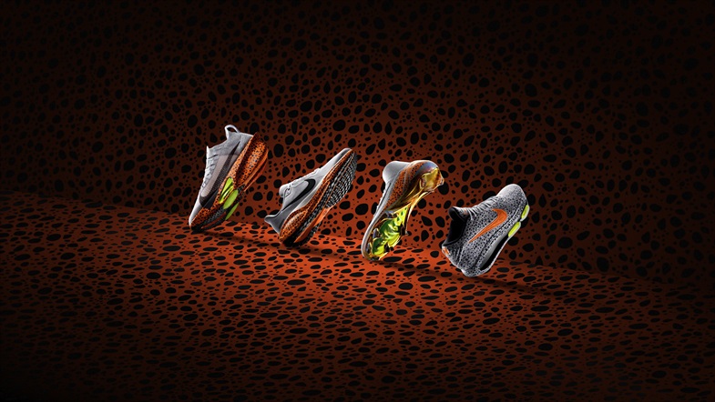 從左到右:Nike Alphafly 3、Nike Pegasus 41、Nike Air Zoom Mercurial Superfly、Nike G.T. Hustle 3